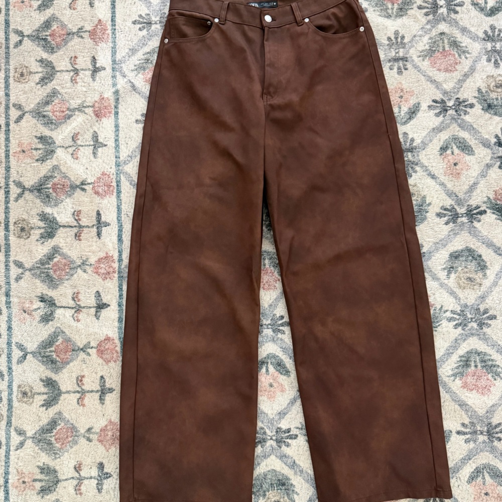 ZARA Faux Leather Straight Leg Pants - Blogger’s Favorite